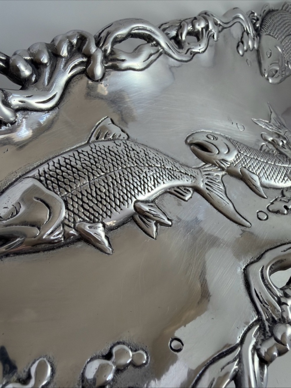 Vintage 2001 Arthur Court Jumping Fish Cast Aluminum Tray Rare - Picture 10 of 16